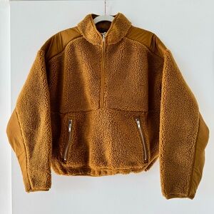 Madewell Faux Shearling Half-Zip Pullover Sweater Jacket Layering Piece Cozy L